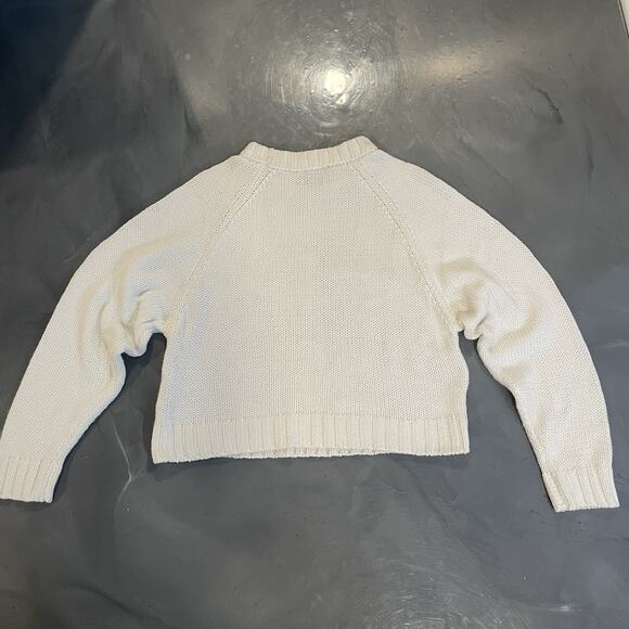 Elie Tahari White Wool Blend Cable Knit Sweater Small Relaxed Fit Cropped Fit - Picture 6 of 6